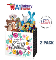 Birthday Flowers Basket Box, Theme Gift Box, Large 10.25 (Length) x 6 (Width) x 7.5 (Height), 2 Pack