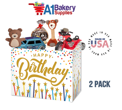 Happy Birthday Stars Basket Box, Theme Gift Box, Small 6.75 (Length) x 4 (Width) x 5 (Height), 2 Pack