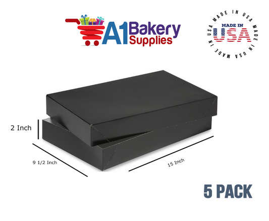 Black Color Apparel Box for Men Shirts Gift Wrap Packaging Boxes, 15 x 9 1/2 x 2" - 5 Pack, Small