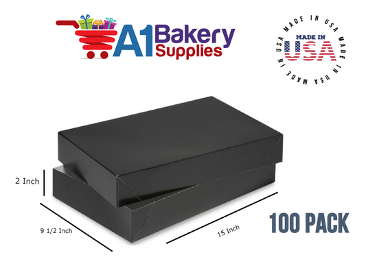 Black Color Apparel Box for Men Shirts Gift Wrap Packaging Boxes, 15 x 9 1/2 x 2" - 100 Pack, Large