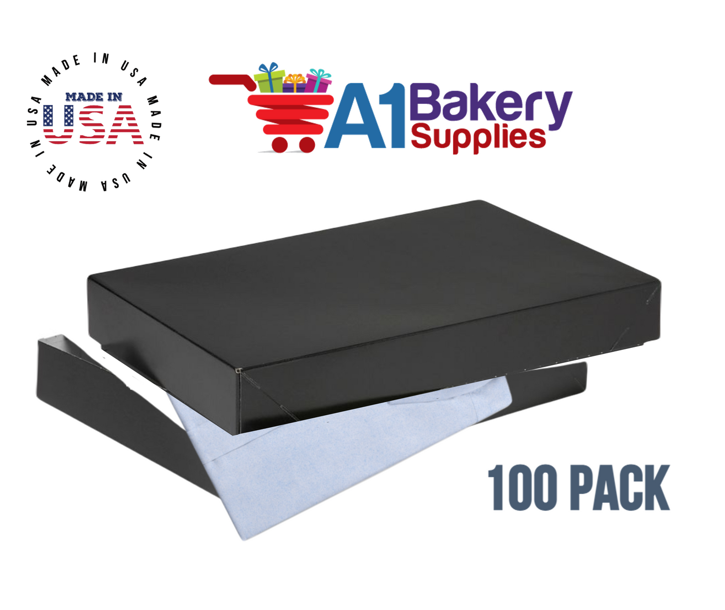 Black Color Apparel Box for Men Shirts Gift Wrap Packaging Boxes, 15 x 9 1/2 x 2" - 100 Pack, Large