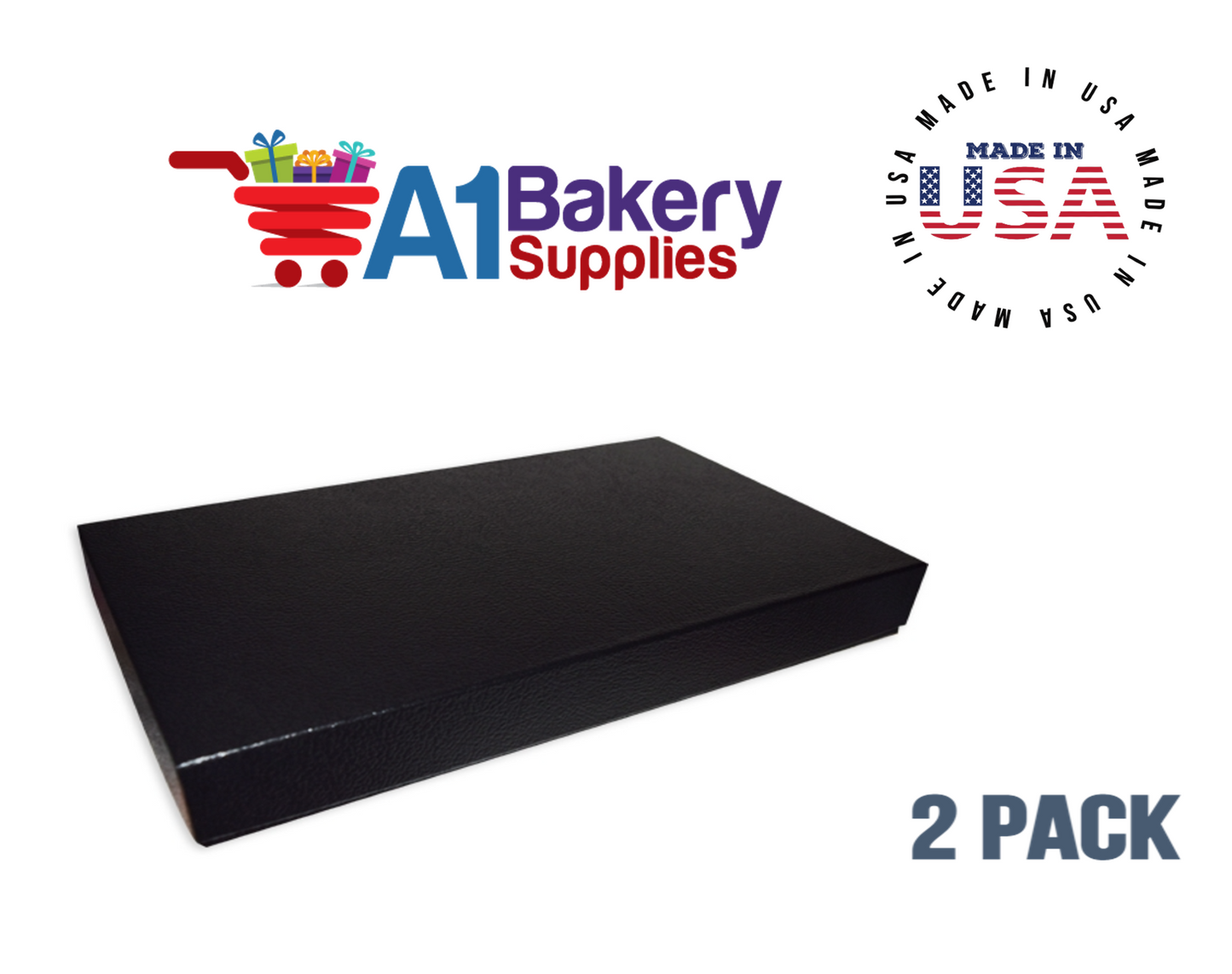 Black Color Apparel Box for Men Shirts Gift Wrap Packaging Boxes, 15 x 9 1/2 x 2" - 2 Pack, Small