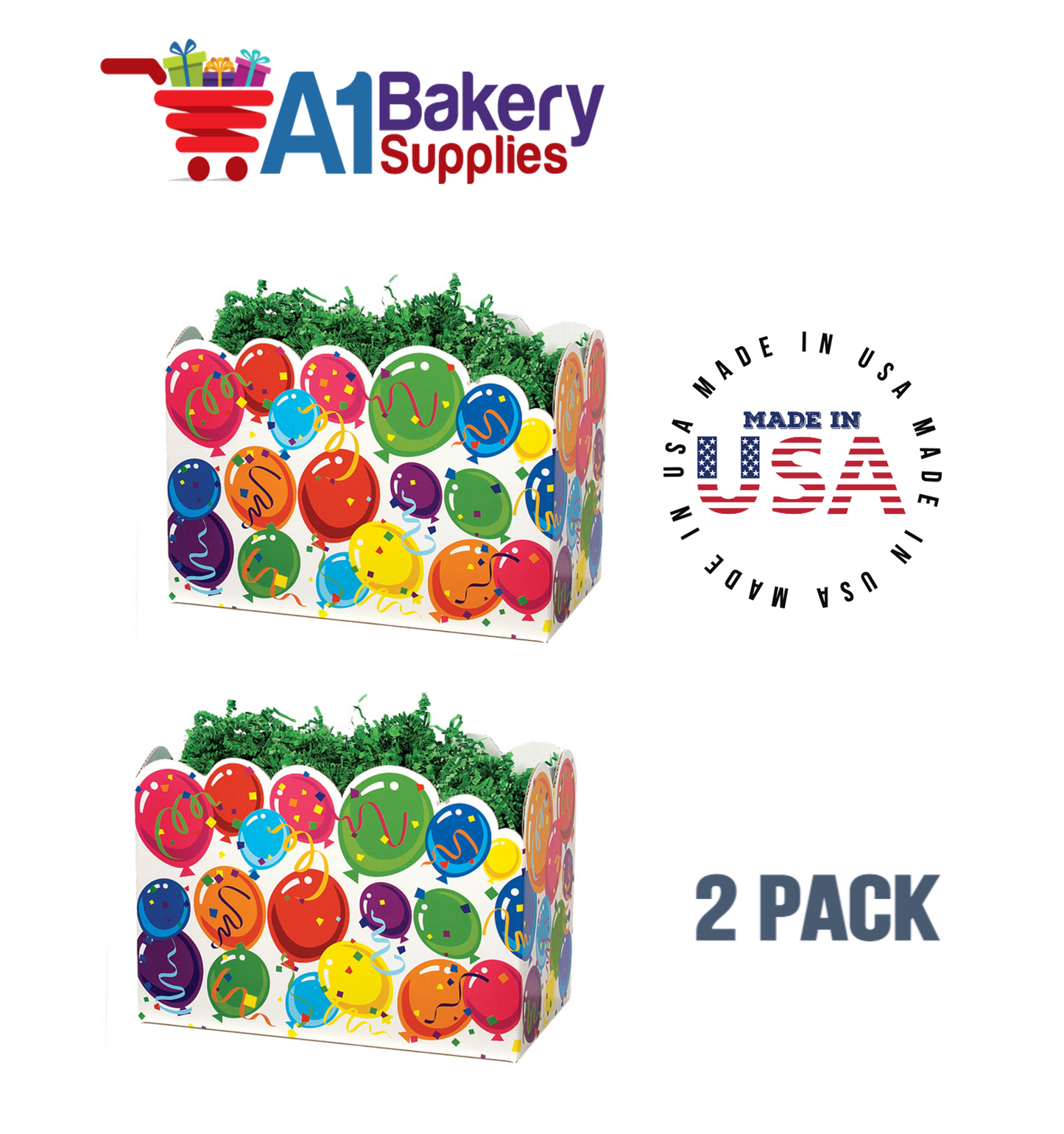 Celebrate Basket Box, Theme Gift Box, Small 6.75 (Length) x 4 (Width) x 5 (Height), 2 Pack