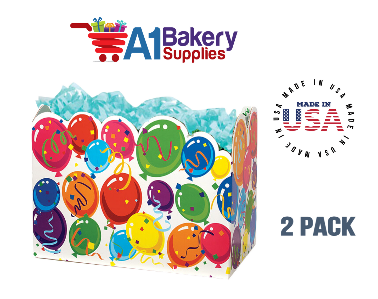 Celebrate Basket Box, Theme Gift Box, Large 10.25 (Length) x 6 (Width) x 7.5 (Height), 2 Pack