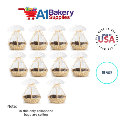 Round Bottom Basket Size 1.2 MIL BOPP Sealable Cellophane Gift Bags Bags for Gift Packing 27 x 35 Inch, 10 Pack