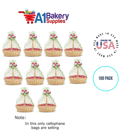 Round Bottom Basket Size 1.2 MIL BOPP Sealable Cellophane Gift Bags Bags for Gift Packing 27 x 35 Inch, 100 Pack