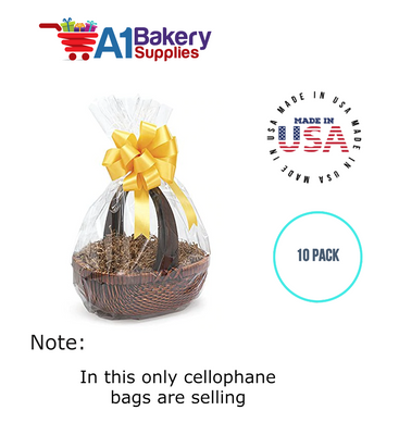Round Bottom Basket Size 1.2 MIL BOPP Sealable Cellophane Gift Bags Bags for Gift Packing 18 x 24 Inch, 10 Pack
