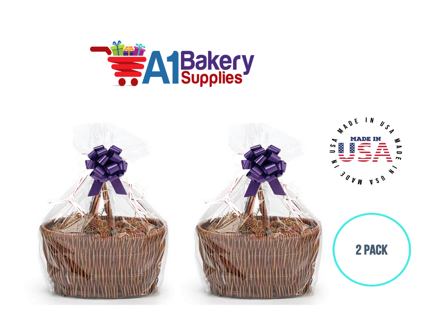 BOPP Sealable Cellophane Bags and Clear Gift Basket Wrap Packaging, 30 in x 40 in, Clear Cello Wrapping for Baby Shower, Wedding Party, or Event Giveaways, 2 Pack