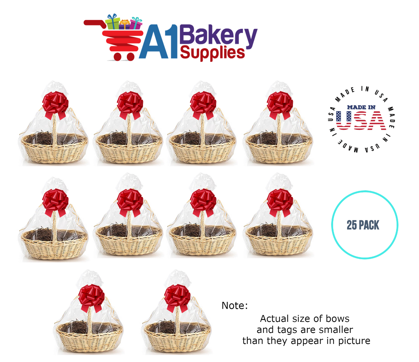 BOPP Sealable Cellophane Bags and Clear Gift Basket Wrap Packaging, 27 in x 35 in, Clear Cello Wrapping for Baby Shower, Wedding Party, or Event Giveaways, 25 Pack