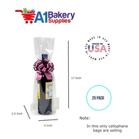Gusset Basket Size 1.2 MIL BOPP Sealable Cellophane Gift Bags Bags for Gift Packing 4  x 2.5 x 17 Inch, 25 Pack