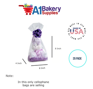 Gusset Basket Size 1.2 MIL BOPP Sealable Cellophane Gift Bags Bags for Gift Packing 8 x 4 x 8 Inch, 25 Pack