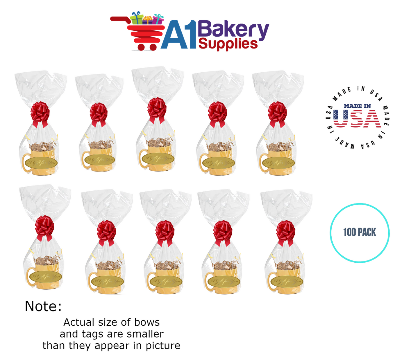 BOPP Sealable Cellophane Bags and Clear Gift Basket Wrap Packaging, 9 in x 20 in, Clear Cello Wrapping for Baby Shower, Wedding Party, or Event Giveaways, 100 Pack