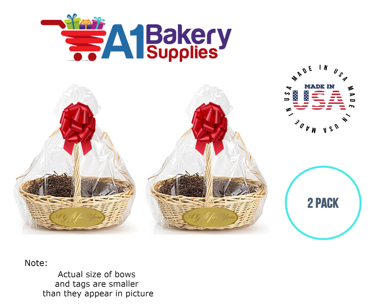 BOPP Sealable Cellophane Bags and Clear Gift Basket Wrap Packaging, 27 in x 35 in, Clear Cello Wrapping for Baby Shower, Wedding Party, or Event Giveaways, 2 Pack