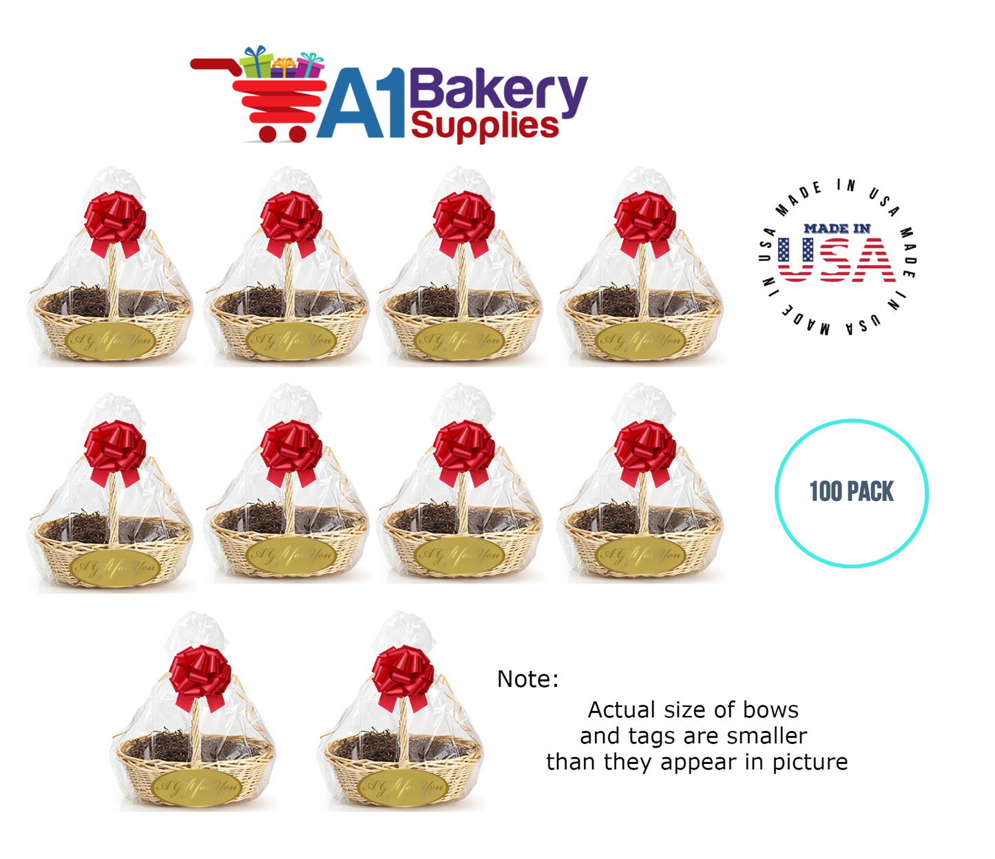 BOPP Sealable Cellophane Bags and Clear Gift Basket Wrap Packaging, 27 in x 35 in, Clear Cello Wrapping for Baby Shower, Wedding Party, or Event Giveaways, 100 Pack