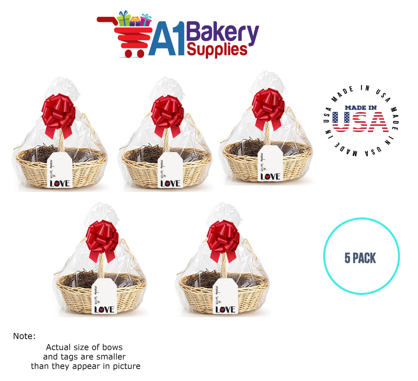 BOPP Sealable Cellophane Bags and Clear Gift Basket Wrap Packaging, 27 in x 35 in, Clear Cello Wrapping for Baby Shower, Wedding Party, or Event Giveaways, 5 Pack