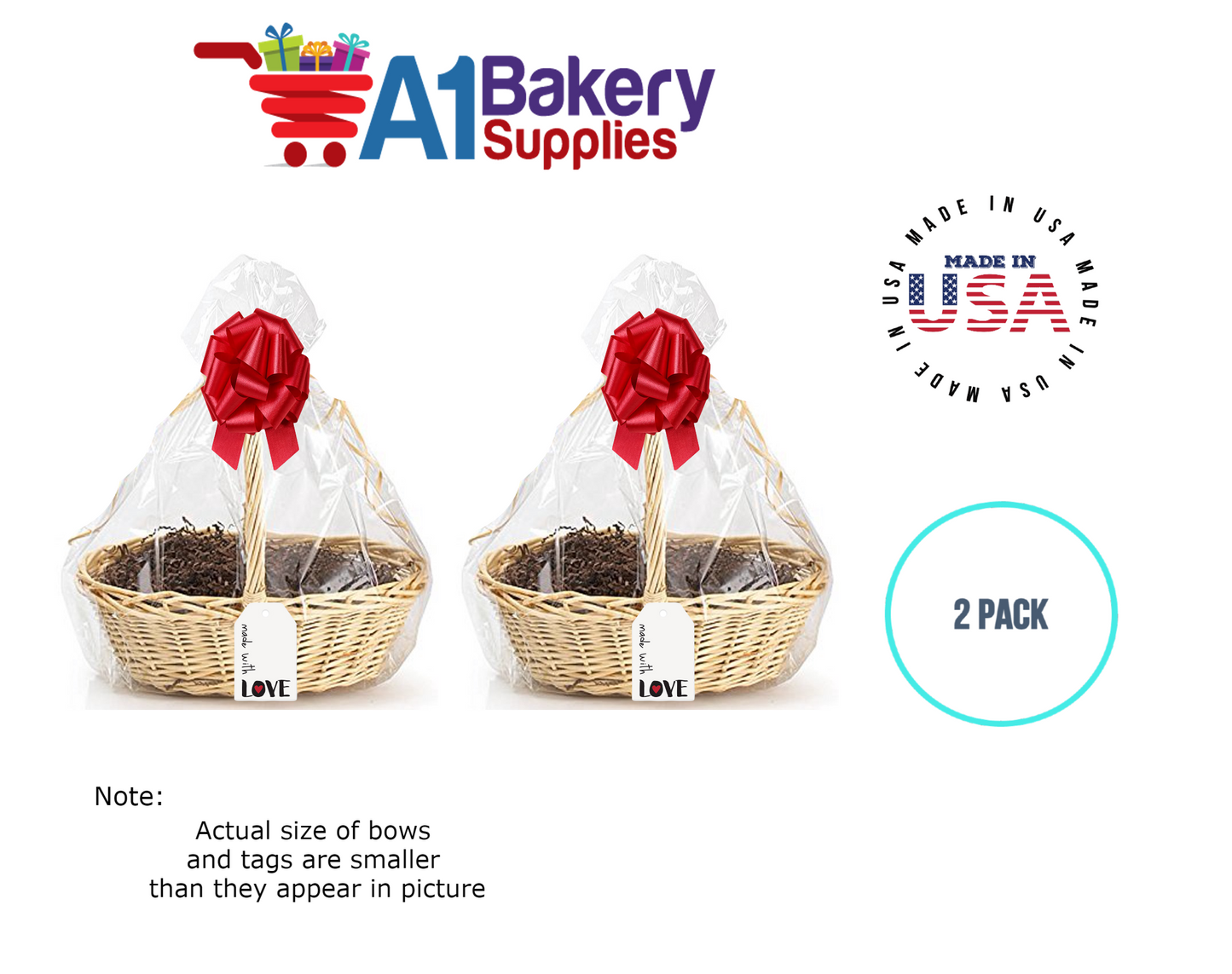 BOPP Sealable Cellophane Bags and Clear Gift Basket Wrap Packaging, 27 in x 35 in, Clear Cello Wrapping for Baby Shower, Wedding Party, or Event Giveaways, 2 Pack