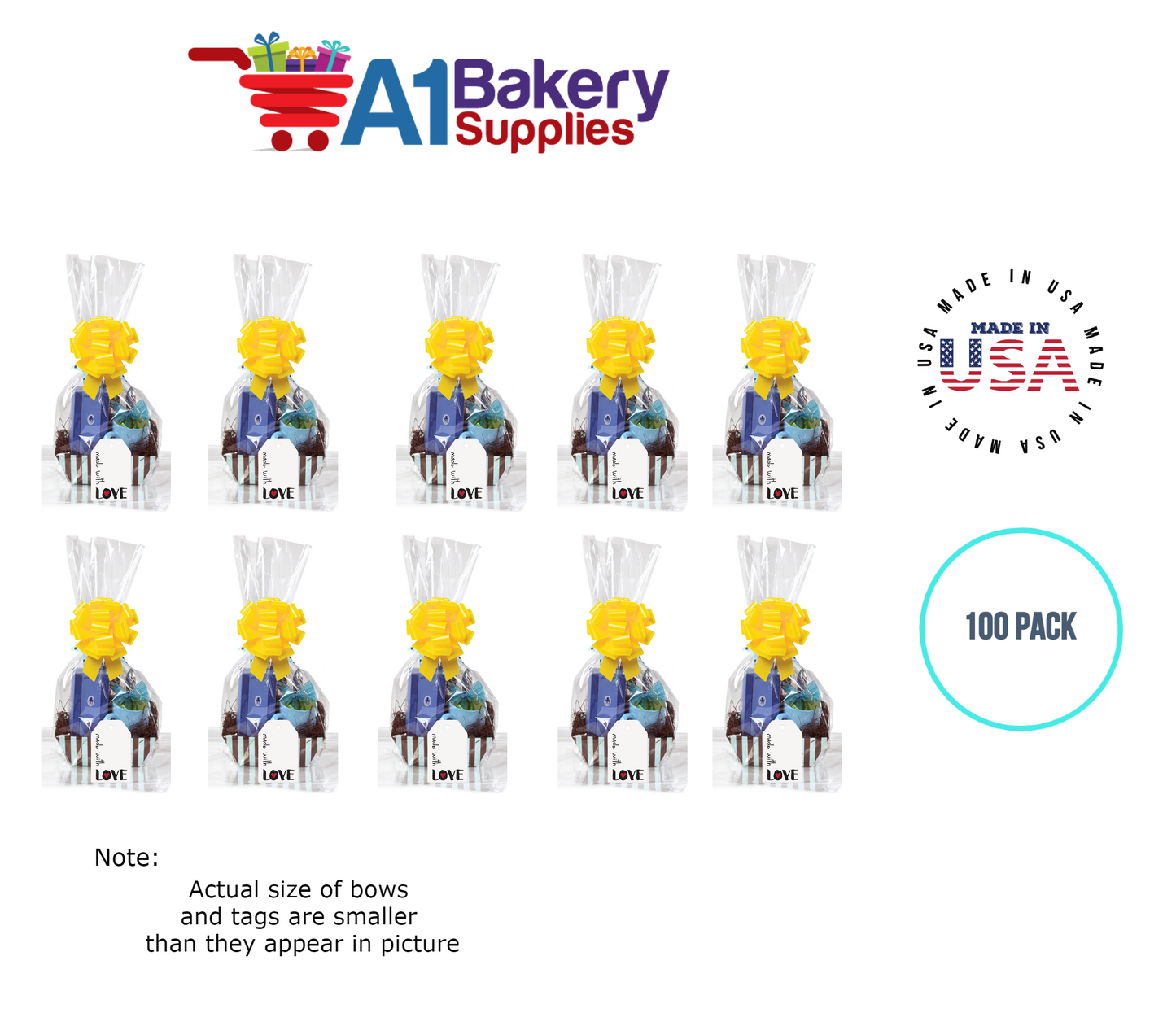 BOPP Sealable Cellophane Bags and Clear Gift Basket Wrap Packaging, 16 in x 24 in, Clear Cello Wrapping for Baby Shower, Wedding Party, or Event Giveaways, 100 Pack