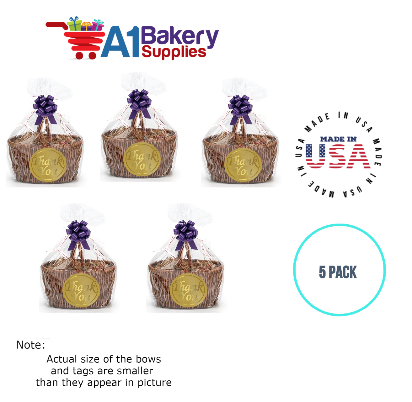 BOPP Sealable Cellophane Bags and Clear Gift Basket Wrap Packaging, 30 in x 40 in, Clear Cello Wrapping for Baby Shower, Wedding Party, or Event Giveaways, 5 Pack