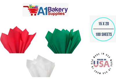 Christmas Tissue Paper Squares Bulk 100 Sheets, Premium Gift Wrap and Art Supplies for Birthdays, Holidays or Presents by A1Bakery Supplies, Medium 15inch x 20 inch