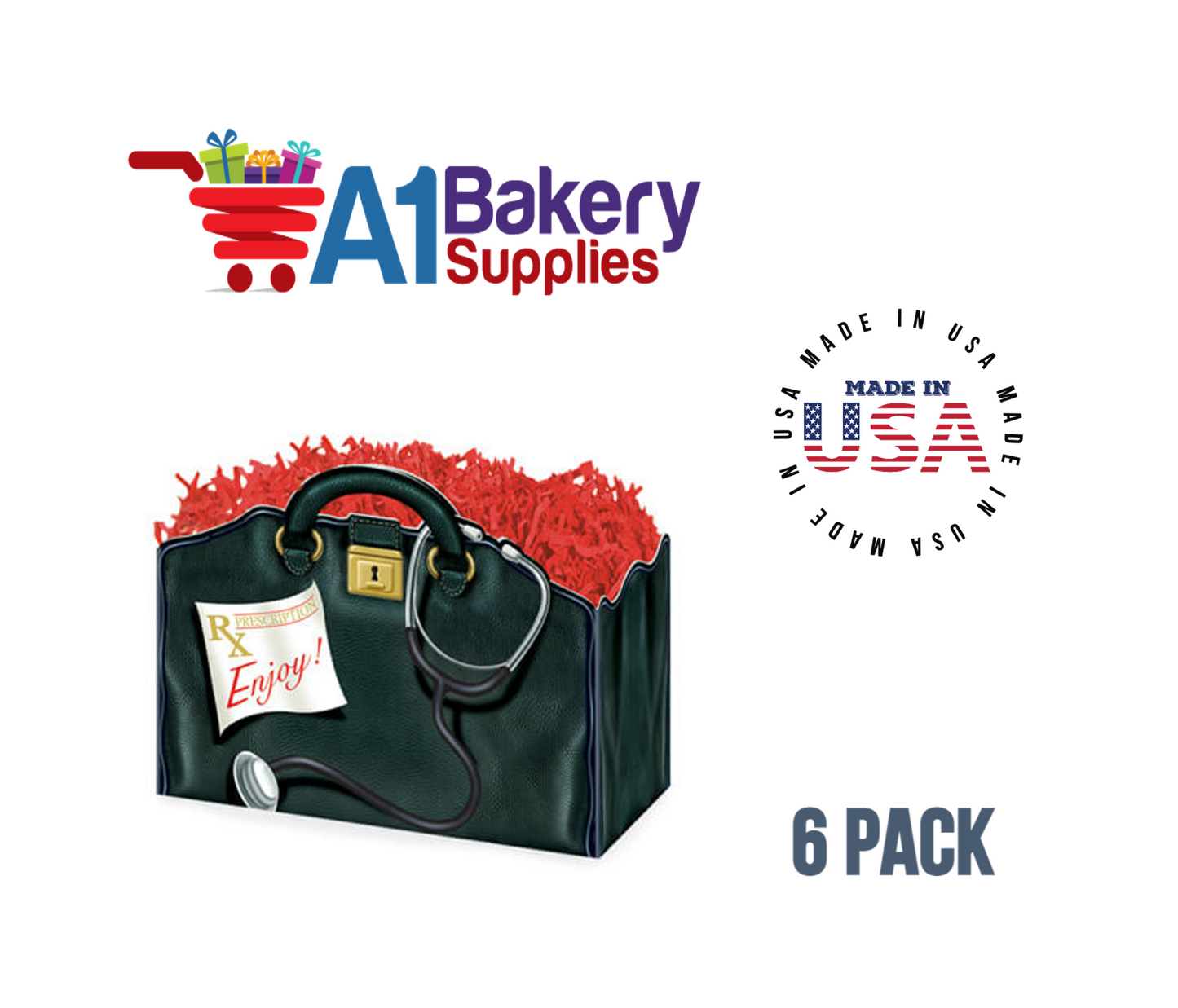 Get Well Doctors Bag, Medical Bag, Nurse Bag, Basket Box, Theme Gift Box, Small 6.75 (Length) x 4 (Width) x 5 (Height), 6 Pack