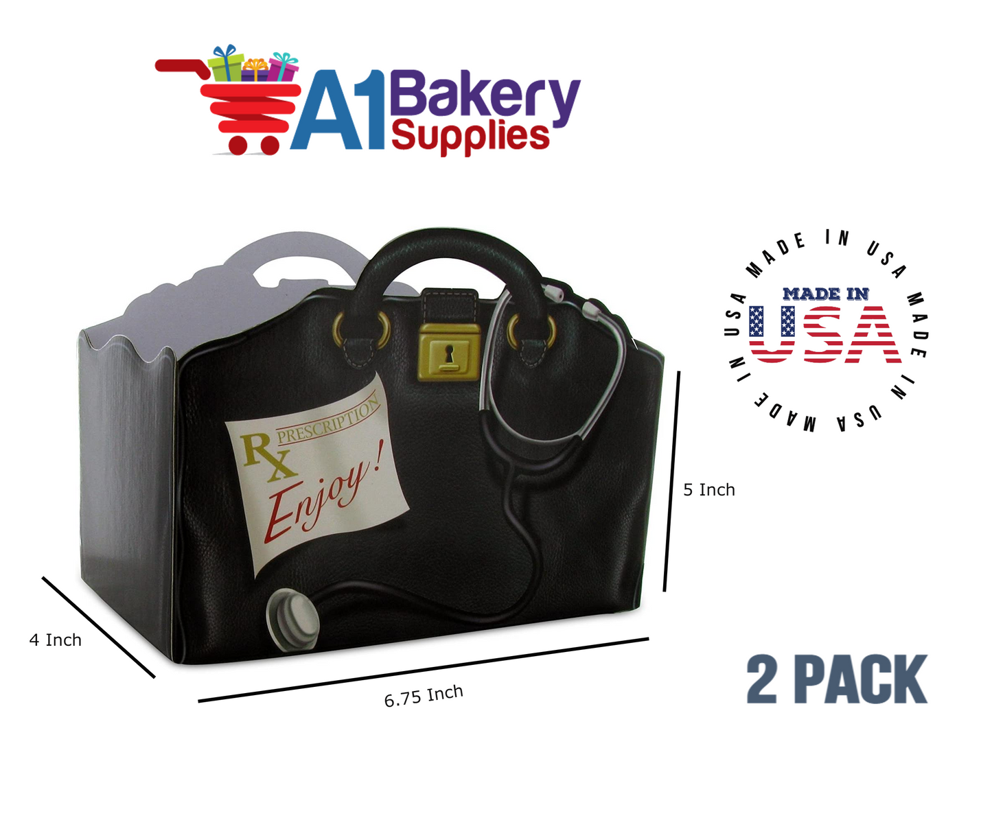 Get Well Doctors Bag, Medical Bag, Nurse Bag, Basket Box, Theme Gift Box, Small 6.75 (Length) x 4 (Width) x 5 (Height), 2 Pack