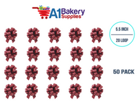 A1BakerySupplies 50 Pieces Pull Bow for Gift Wrapping Gift Bows Pull Bow With Ribbon for Wedding Gift Baskets, 5.5 Inch 20 Loop in Marsala Maroon Color