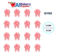 A1BakerySupplies 50 Pieces Pull Bow for Gift Wrapping Gift Bows Pull Bow With Ribbon for Wedding Gift Baskets, 5.5 Inch 20 Loop in Light Pink Color