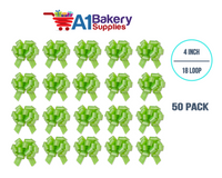 A1BakerySupplies 50 Pieces Pull Bow for Gift Wrapping Gift Bows Pull Bow With Ribbon for Wedding Gift Baskets, 4 Inch 18 Loop Citrus Green Flora Satin Color