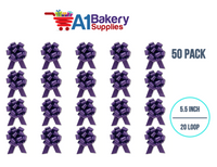 A1BakerySupplies 50 Pieces Pull Bow for Gift Wrapping Gift Bows Pull Bow With Ribbon for Wedding Gift Baskets, 5.5 Inch 20 Loop in Purple Color