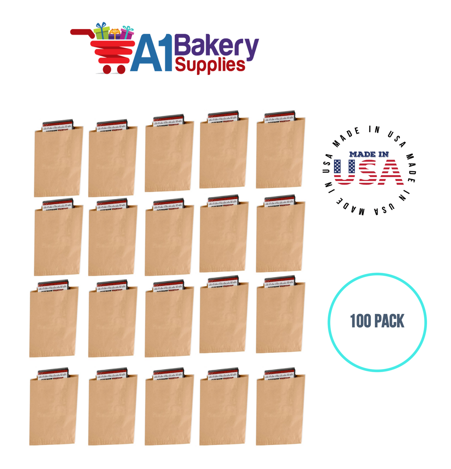 Kraft Flat Merchandise Bags, Small, 100 Pack - 7-1/2"x10-1/2"