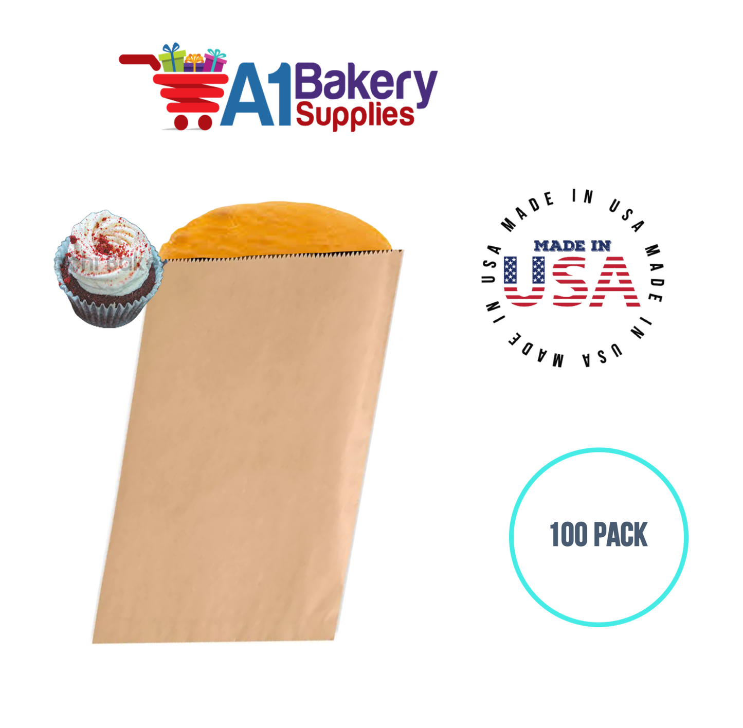 Kraft Flat Merchandise Bags, Small, 100 Pack - 7-1/2"x10-1/2"