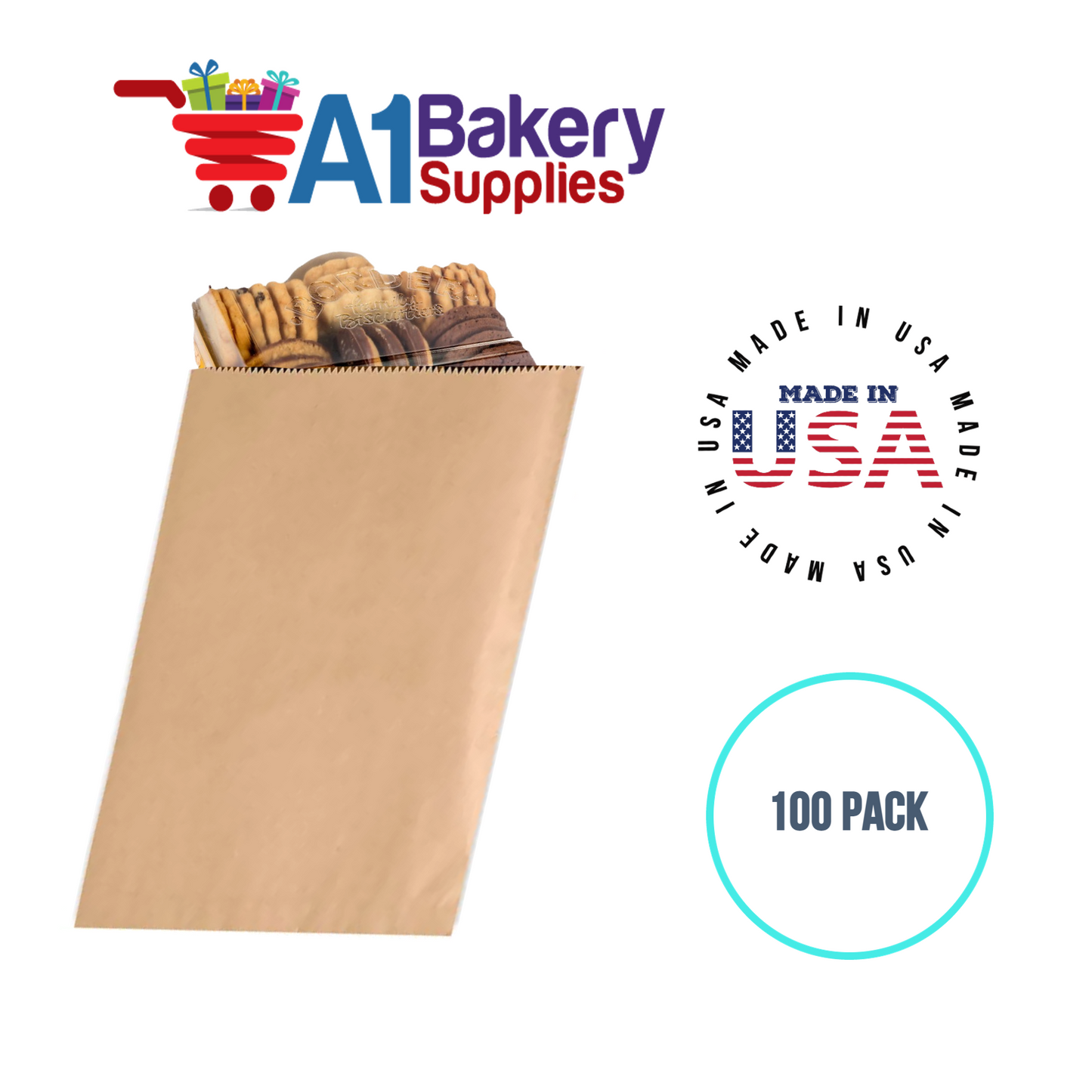Kraft Flat Merchandise Bags, Small, 100 Pack - 10"x13"