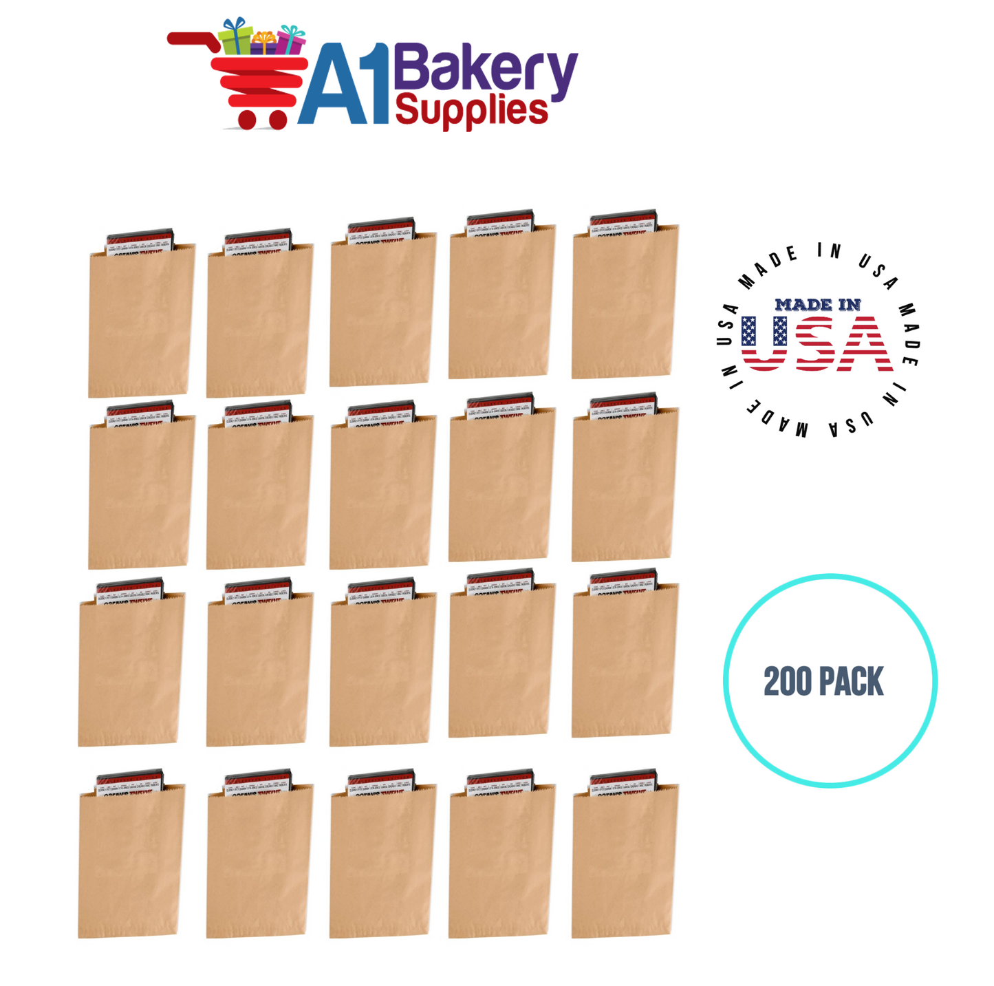 Kraft Flat Merchandise Bags, Medium, 200 Pack - 7-1/2"x10-1/2"