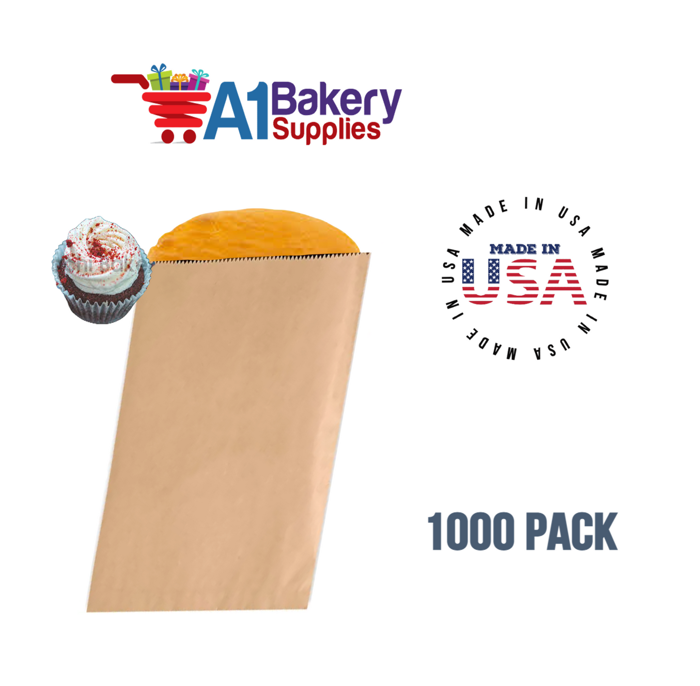 Kraft Flat Merchandise Bags, Medium, 1000 Pack - 10"x13"