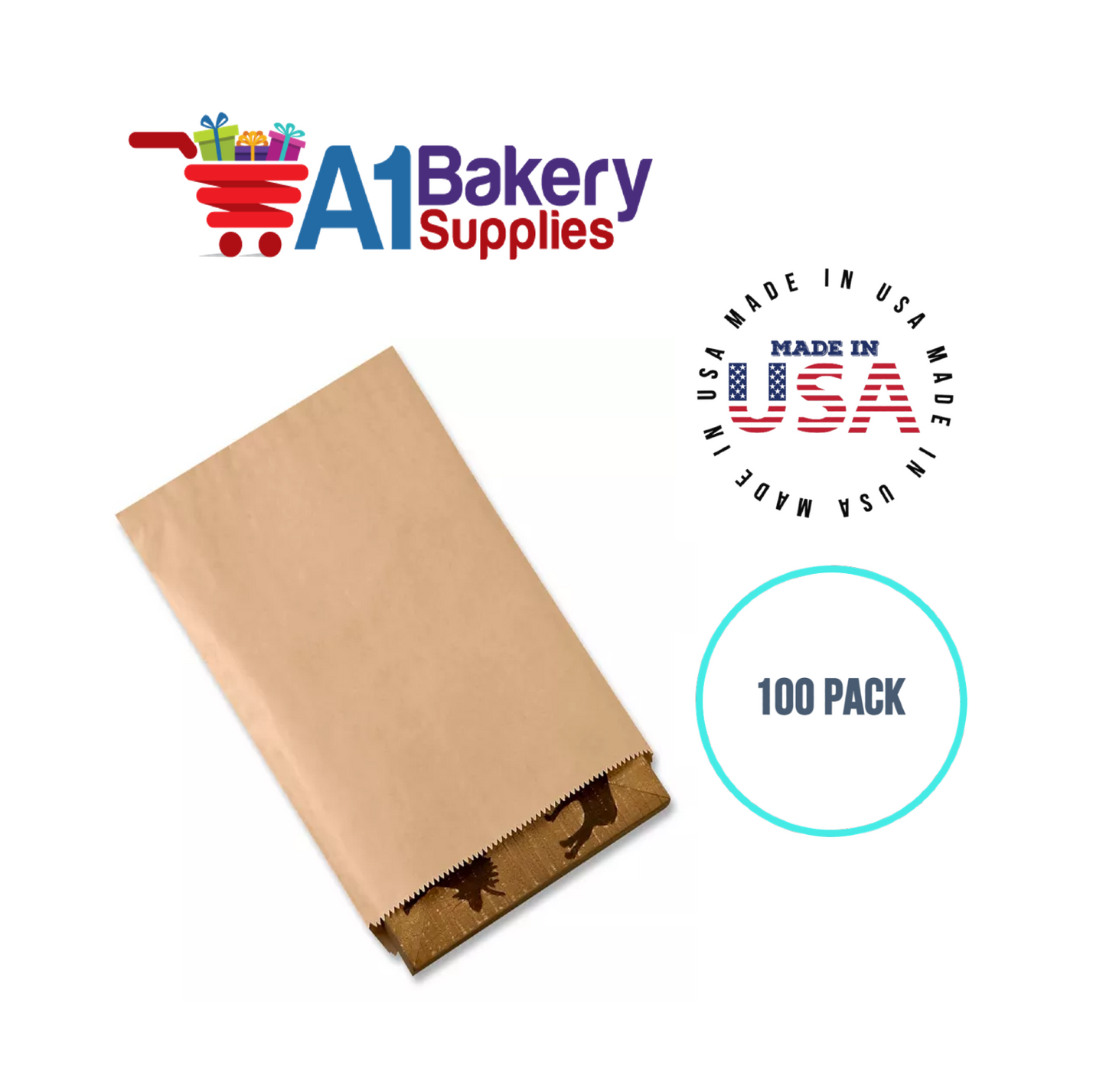 Kraft Flat Merchandise Bags, Small, 100 Pack - 6-1/4"x9-1/4"
