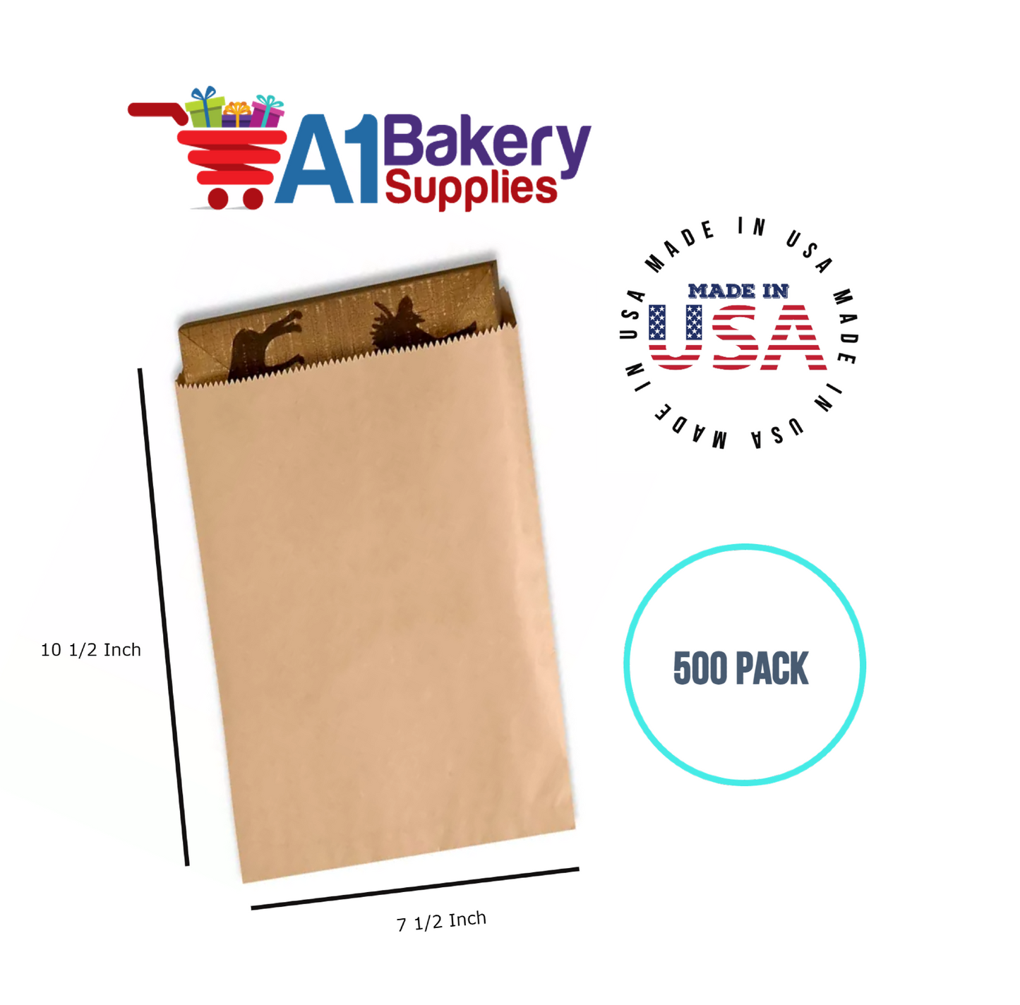 Kraft Flat Merchandise Bags, Medium, 500 Pack - 7-1/2"x10-1/2"