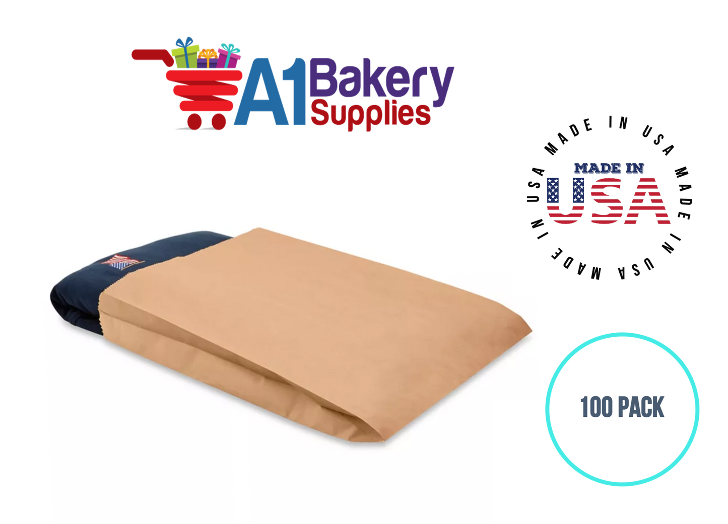 Kraft Flat Merchandise Bags, Small, 100 Pack - 5"x7-1/2"