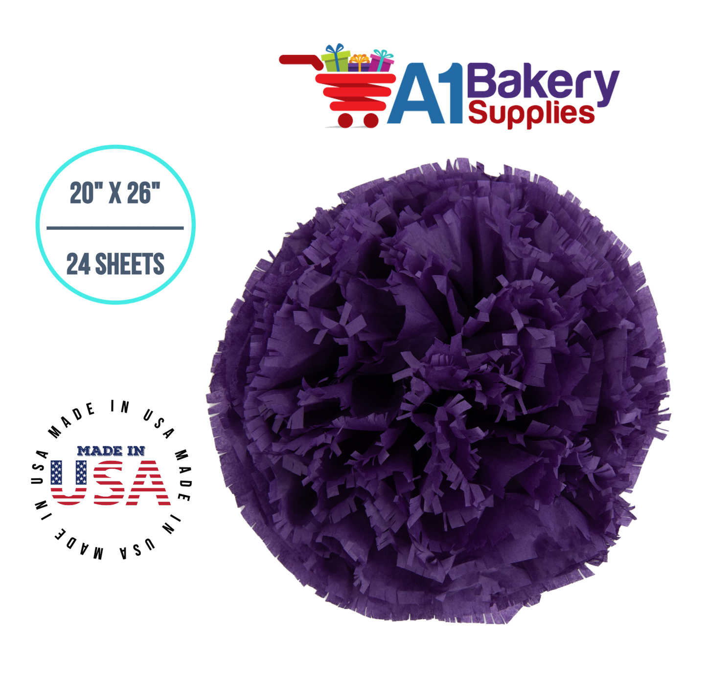 Lavender Tissue Paper Squares, Bulk 24 Sheets, Premium Gift Wrap and Art Supplies for Birthdays, Holidays, or Presents by A1BakerySupplies, Small 20 Inch x 26 Inch