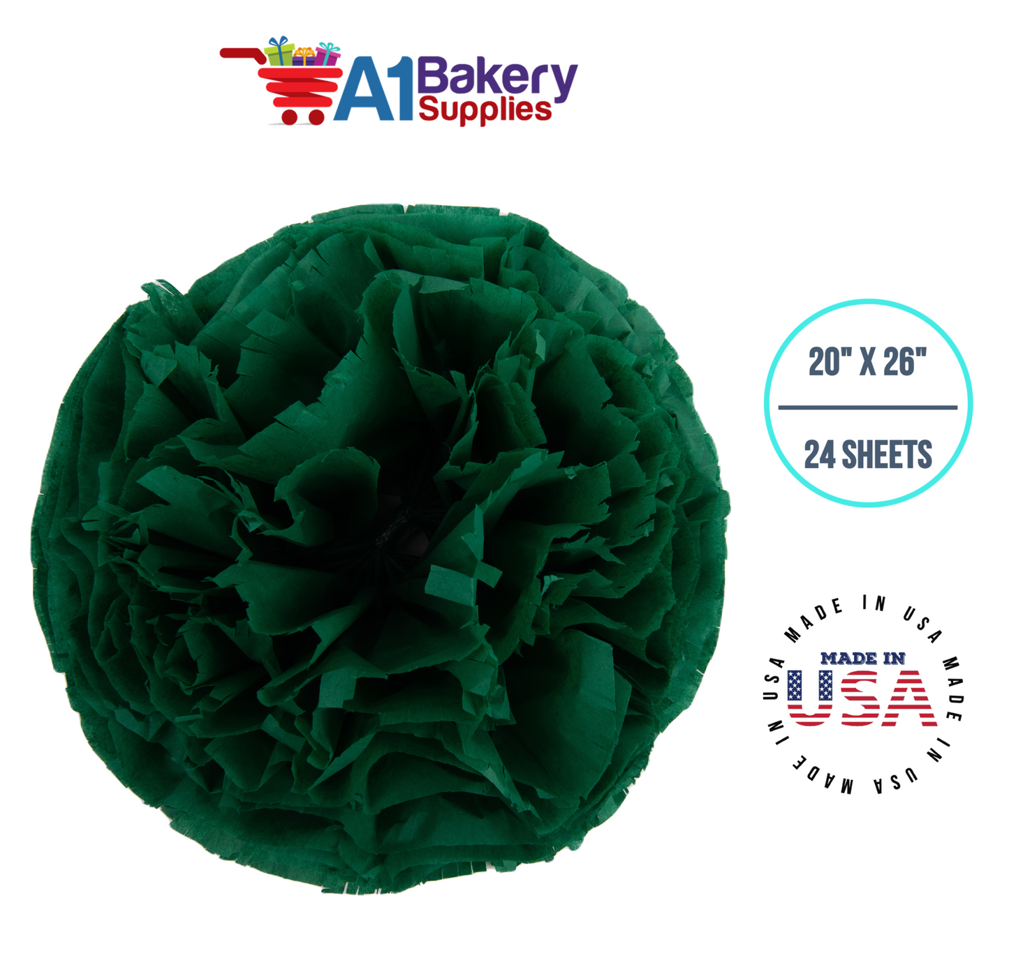 Emerald Green Tissue Paper 20 Inch x 26 Inch - 24 Sheets