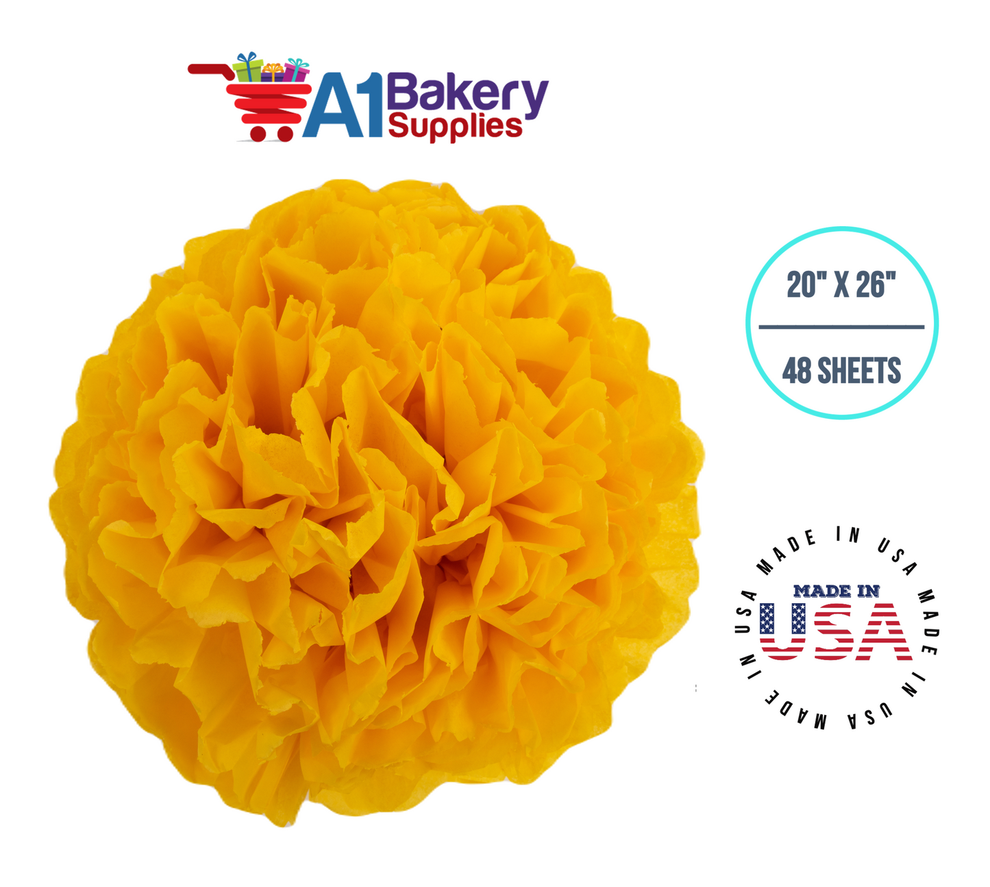 Dandelion Tissue Paper Squares, Bulk 48 Sheets, Premium Gift Wrap and Art Supplies for Birthdays, Holidays, or Presents by A1BakerySupplies, Medium 20 Inch x 26 Inch