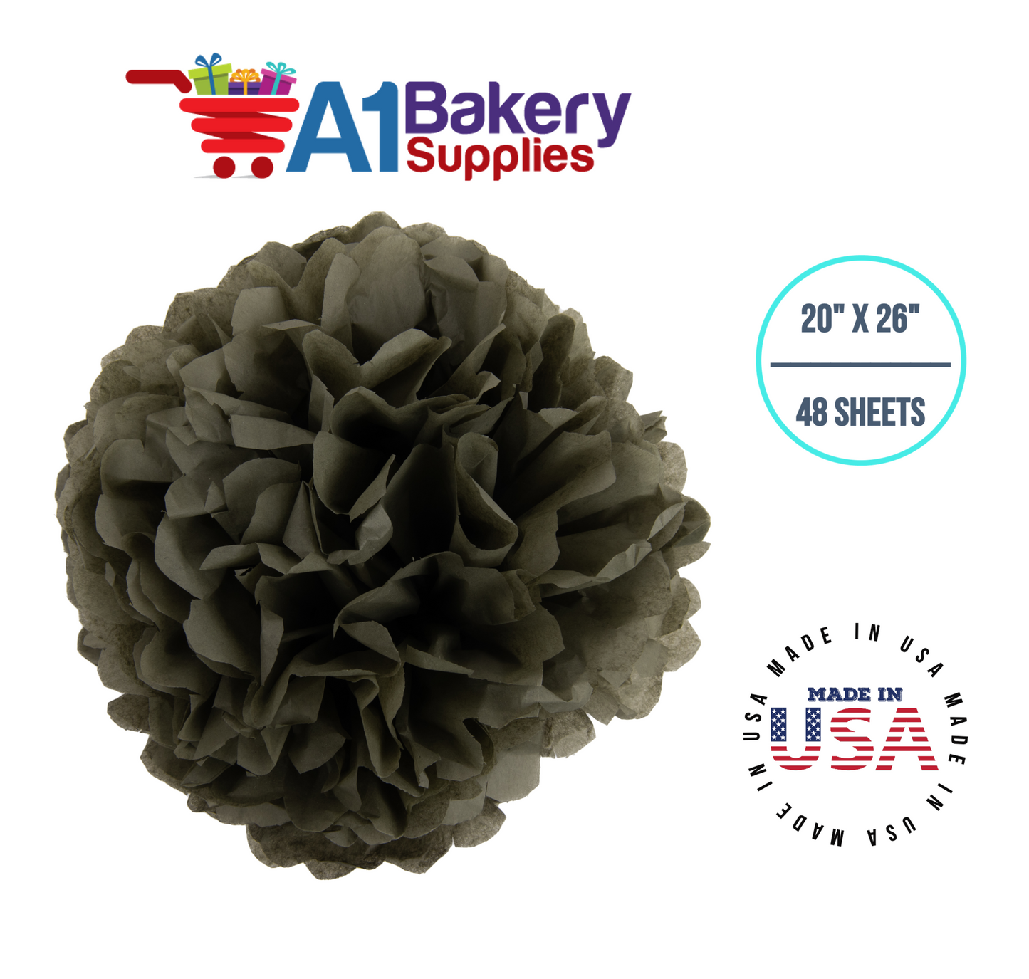 Tapestry Green Tissue Paper Squares, Bulk 48 Sheets, Premium Gift Wrap and Art Supplies for Birthdays, Holidays, or Presents by A1BakerySupplies, Medium 20 Inch x 26 Inch