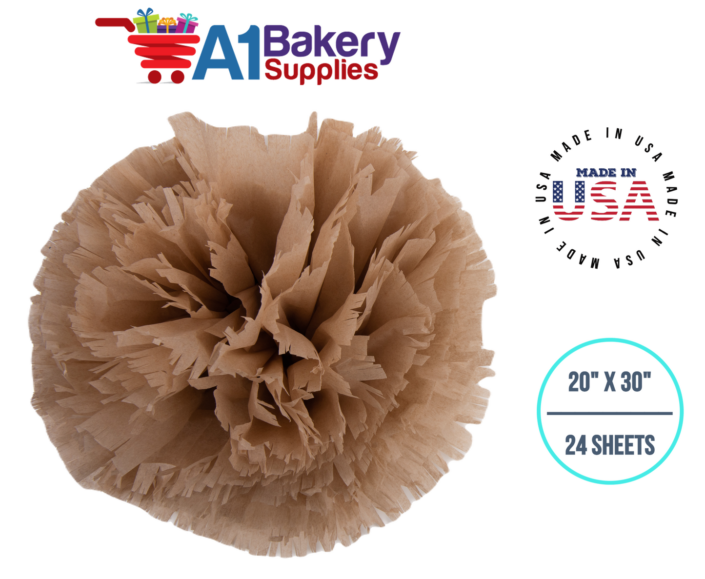 Solid Craft Tissue Paper Squares, Bulk 24 Sheets, Premium Gift Wrap and Art Supplies for Birthdays, Holidays, or Presents by A1BakerySupplies, Small 20 Inch x 30 Inch