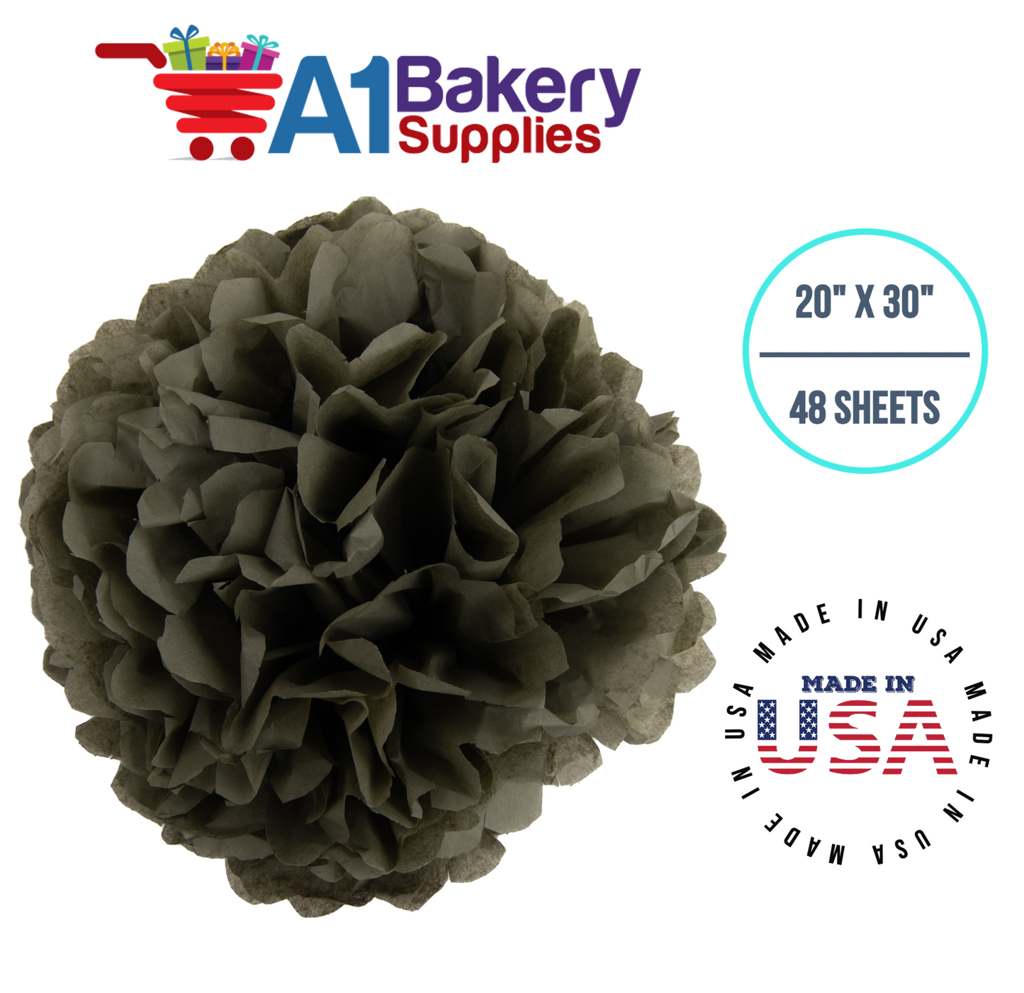 Tapestry Green Tissue Paper Squares, Bulk 48 Sheets, Premium Gift Wrap and Art Supplies for Birthdays, Holidays, or Presents by A1BakerySupplies, Medium 20 Inch x 30 Inch