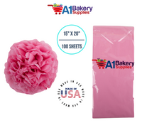 Pink Tissue Paper Squares, Bulk 100 Sheets, Premium Gift Wrap and Art Supplies for Birthdays, Holidays, or Presents by A1BakerySupplies, Medium 15 Inch x 20 Inch