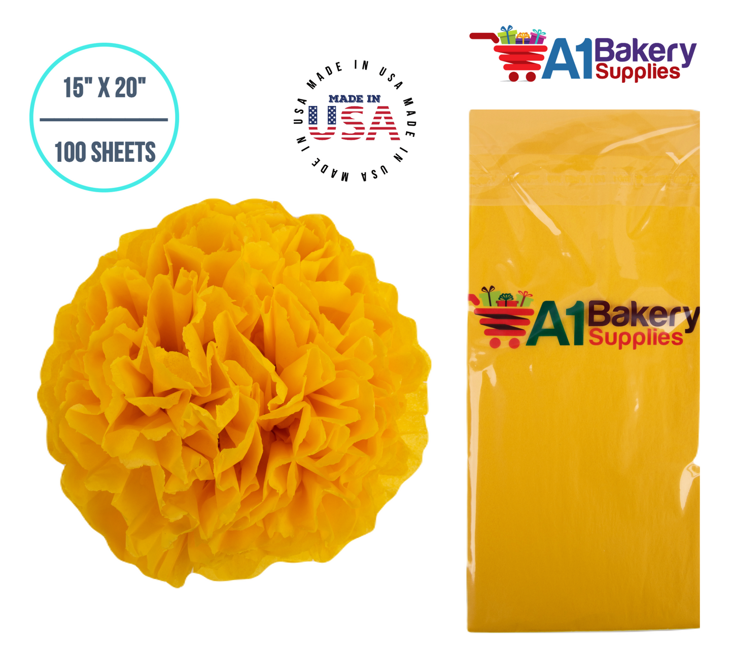 Dandelion Tissue Paper Squares, Bulk 100 Sheets, Premium Gift Wrap and Art Supplies for Birthdays, Holidays, or Presents by A1BakerySupplies, Medium 15 Inch x 20 Inch