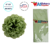 Sage  Tissue Paper Squares, Bulk 480 Sheets, Premium Gift Wrap and Art Supplies for Birthdays, Holidays, or Presents by A1BakerySupplies, Large 15 Inch x 20 Inch
