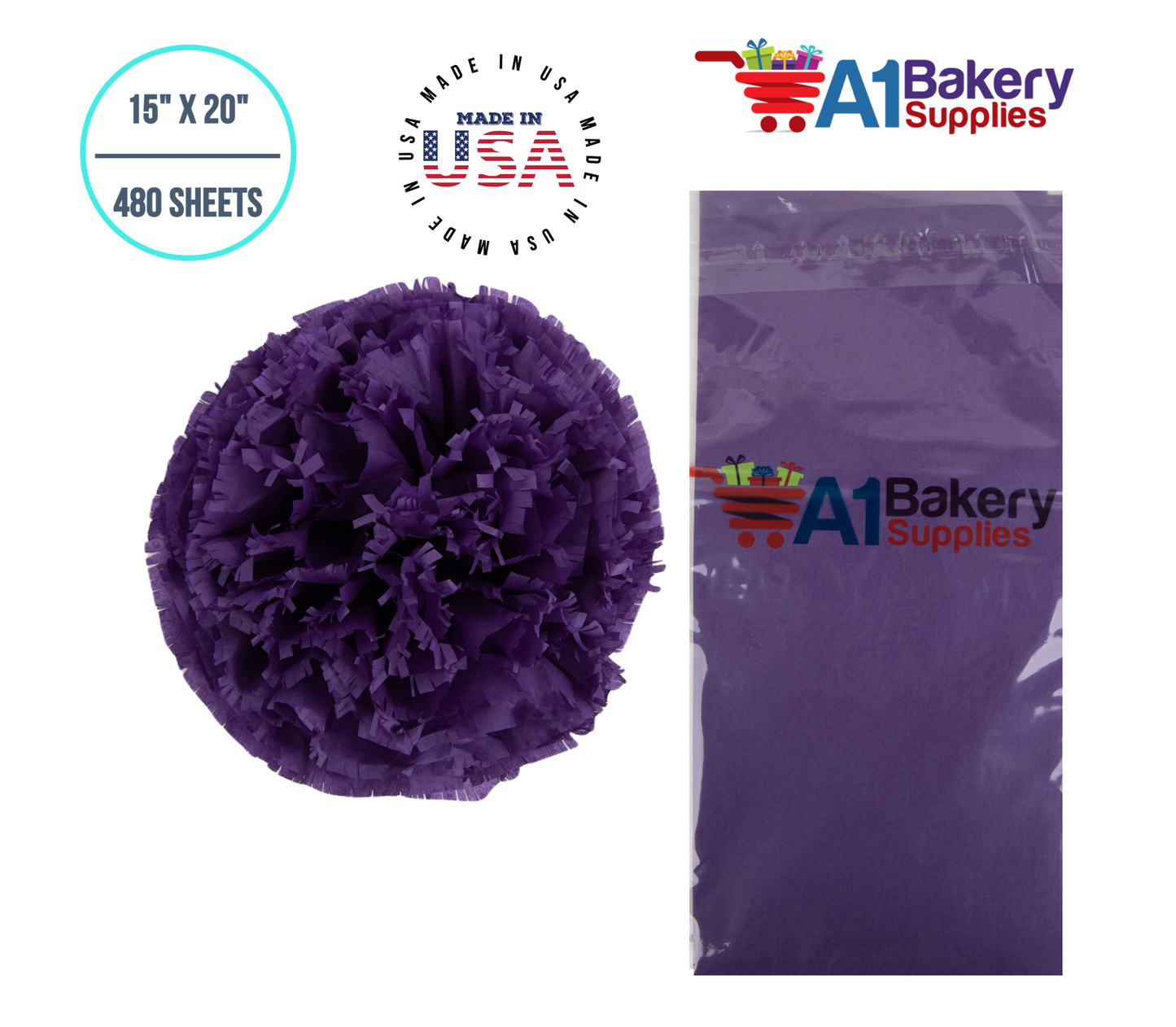 Lavender Tissue Paper Squares, Bulk 480 Sheets, Premium Gift Wrap and Art Supplies for Birthdays, Holidays, or Presents by A1BakerySupplies, Large 15 Inch x 20 Inch