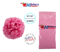 Pink Tissue Paper Squares, Bulk 24 Sheets, Premium Gift Wrap and Art Supplies for Birthdays, Holidays, or Presents by A1BakerySupplies, Small 20 Inch x 26 Inch