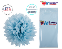 Light Blue Tissue Paper Squares, Bulk 480 Sheets, Premium Gift Wrap and Art Supplies for Birthdays, Holidays, or Presents by A1BakerySupplies, Large 20 Inch x 26 Inch