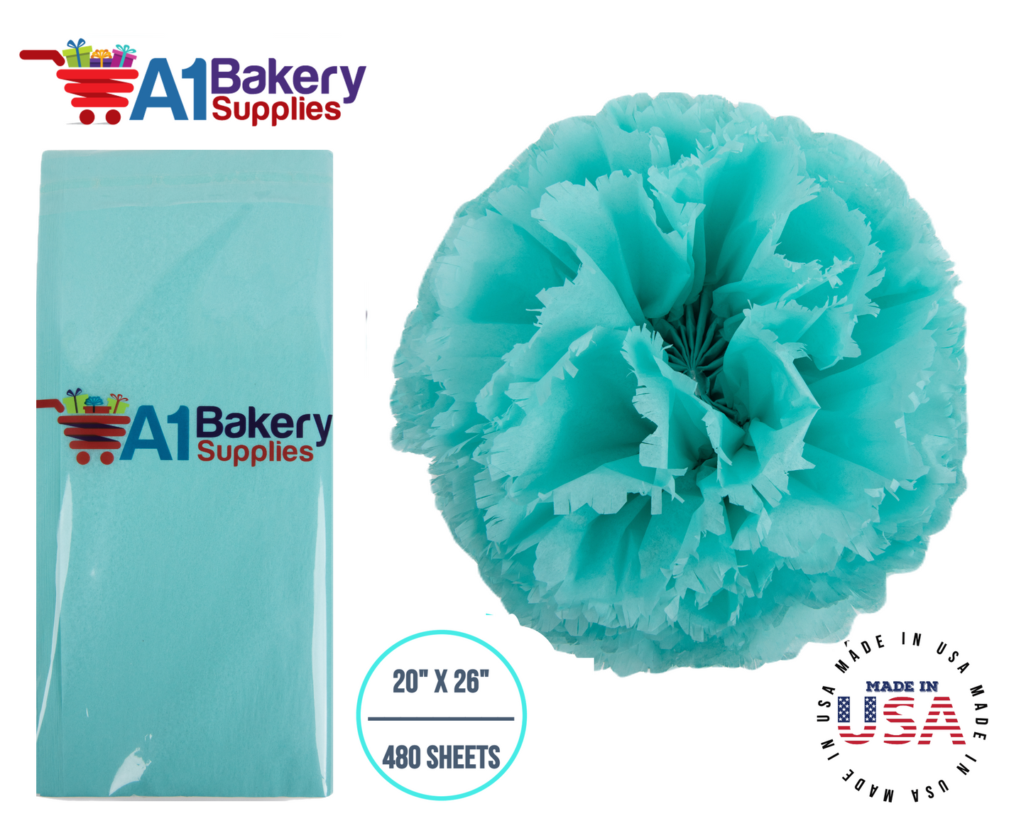 AQUA BLUE Color Gift wrap Tissue Paper 20 Inch x 26 Inch - 480 Sheets